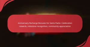 Anniversary Recharge Bonuses for Gems Packs: Celebration rewards, milestone recognition, community appreciation