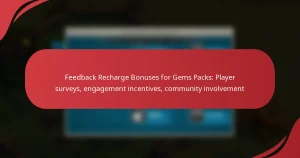 Feedback Recharge Bonuses for Gems Packs: Player surveys, engagement incentives, community involvement