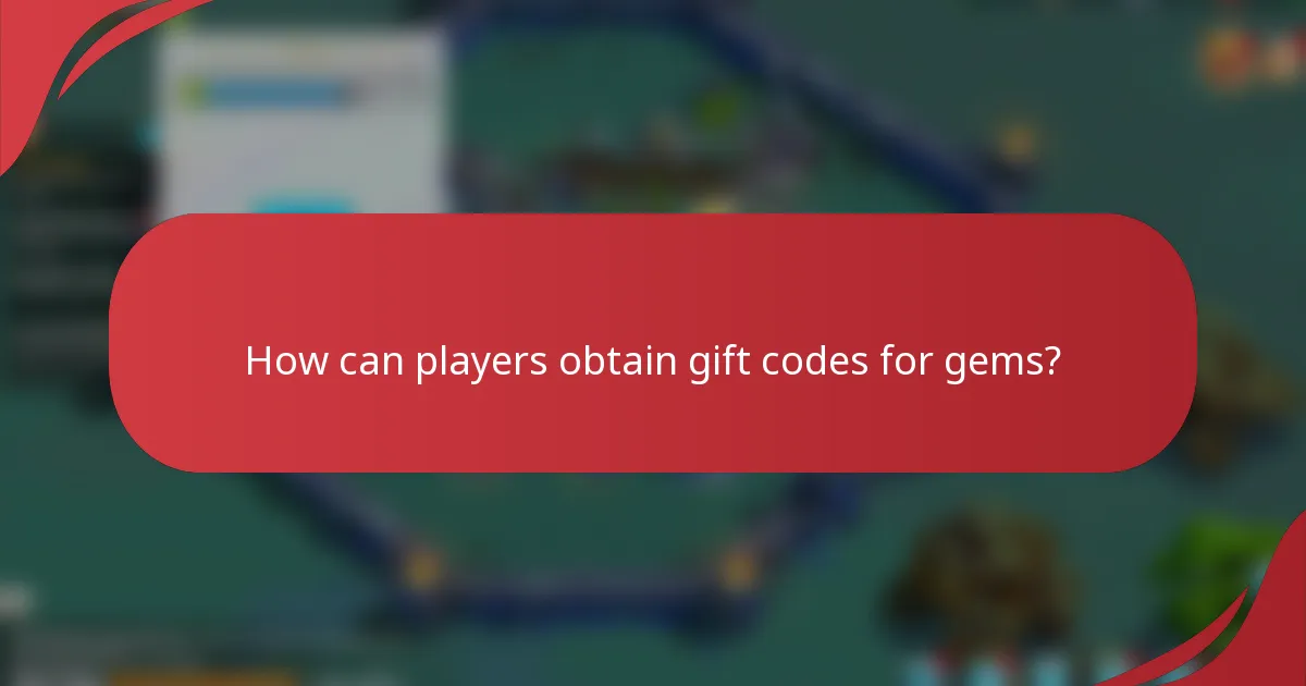 How can players obtain gift codes for gems?