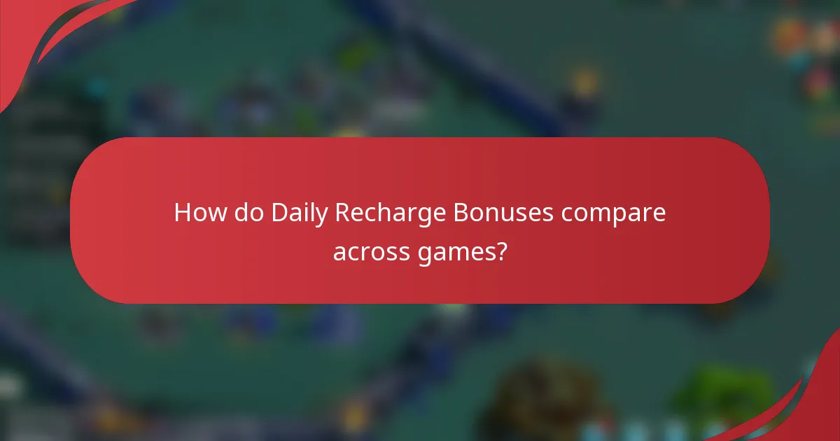 How do Daily Recharge Bonuses compare across games?