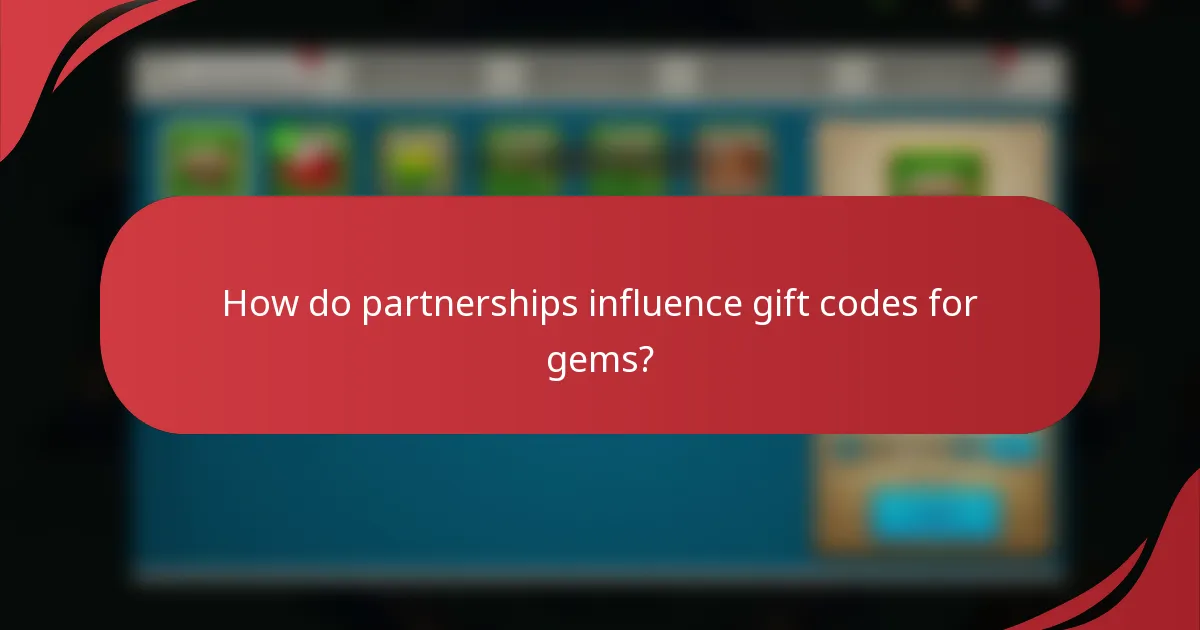 How do partnerships influence gift codes for gems?
